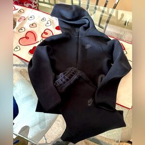 Nike Tech Kids Black Hoodie Jacket and pants